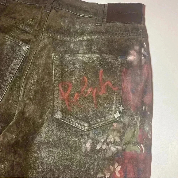 Ralph Lauren Collection Hand Painted Floral Metallic Straight Bootcut Jeans 29 - Picture 12 of 16